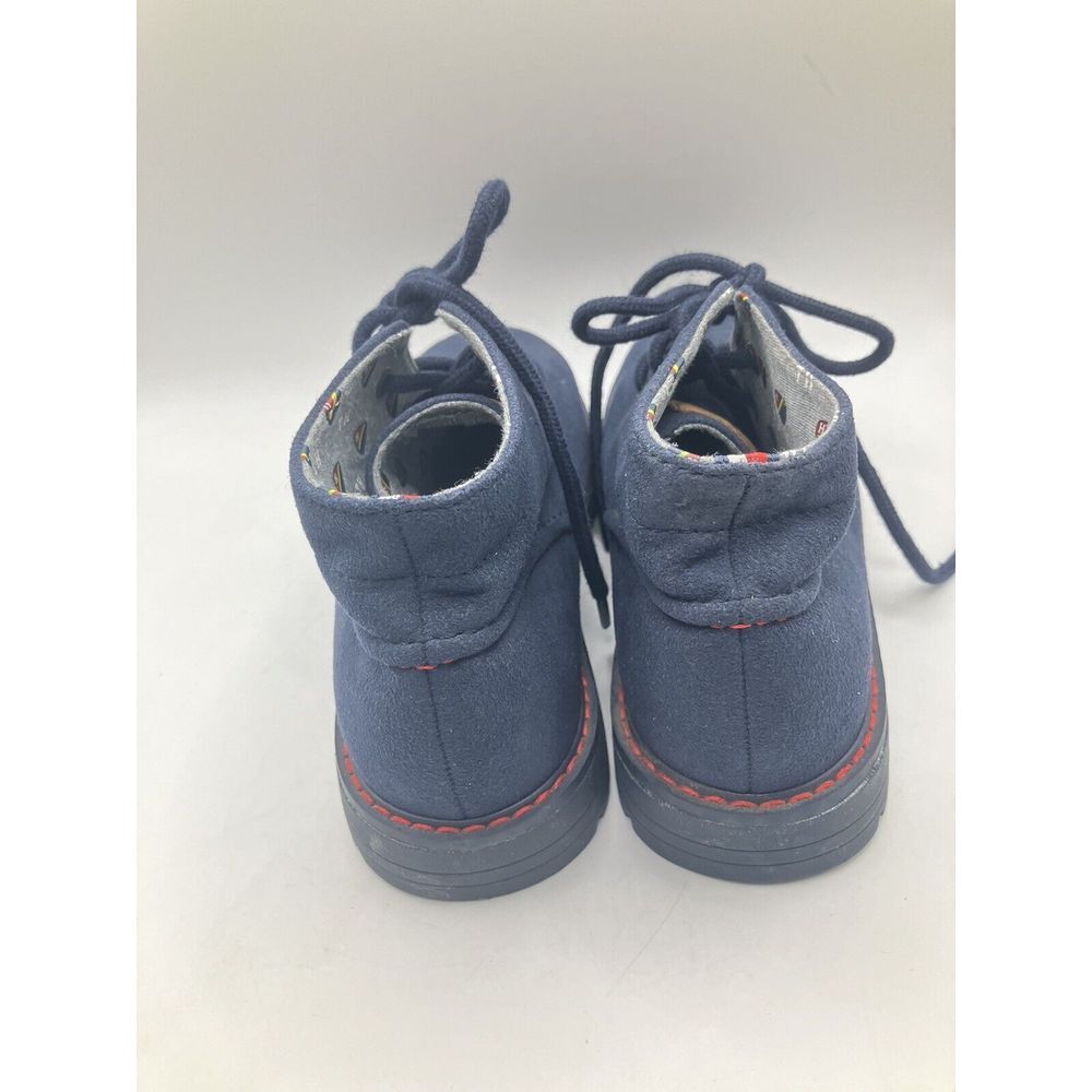 Tommy Hilfiger Boys Blue Suede Red Top stitch Lace Up Chukka Boots Shoes SZ 1 -M - Picture 4 of 6